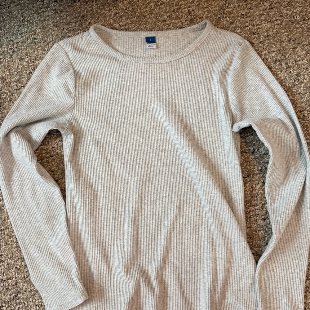 Old Navy Light Gray Ribbed Knit Top